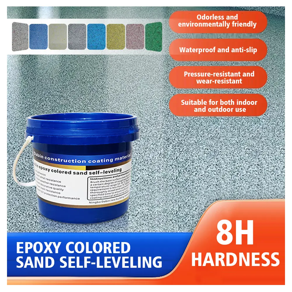 3 gallons of epoxy floor paint，Large capacity epoxy colored sand floor paint, suitable for garage, indoor and outdoor surfaces, living room high gloss marble waterproof and anti slip epoxy floor paint