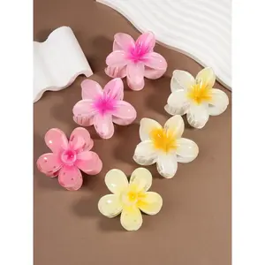 Temperament Flower Design Hair Claws, Cute Colorful Hair Accessories for Women & Girls, Minimalist Headwear Suitable for Thick Hair