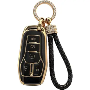 Key Case Cover with Key Holder for Fusion, Ford，Mustang, F150, Edge, Explorer, for Lincoln MKZ, MKC, MKX Remote Cover - Model: American; Material: TPU