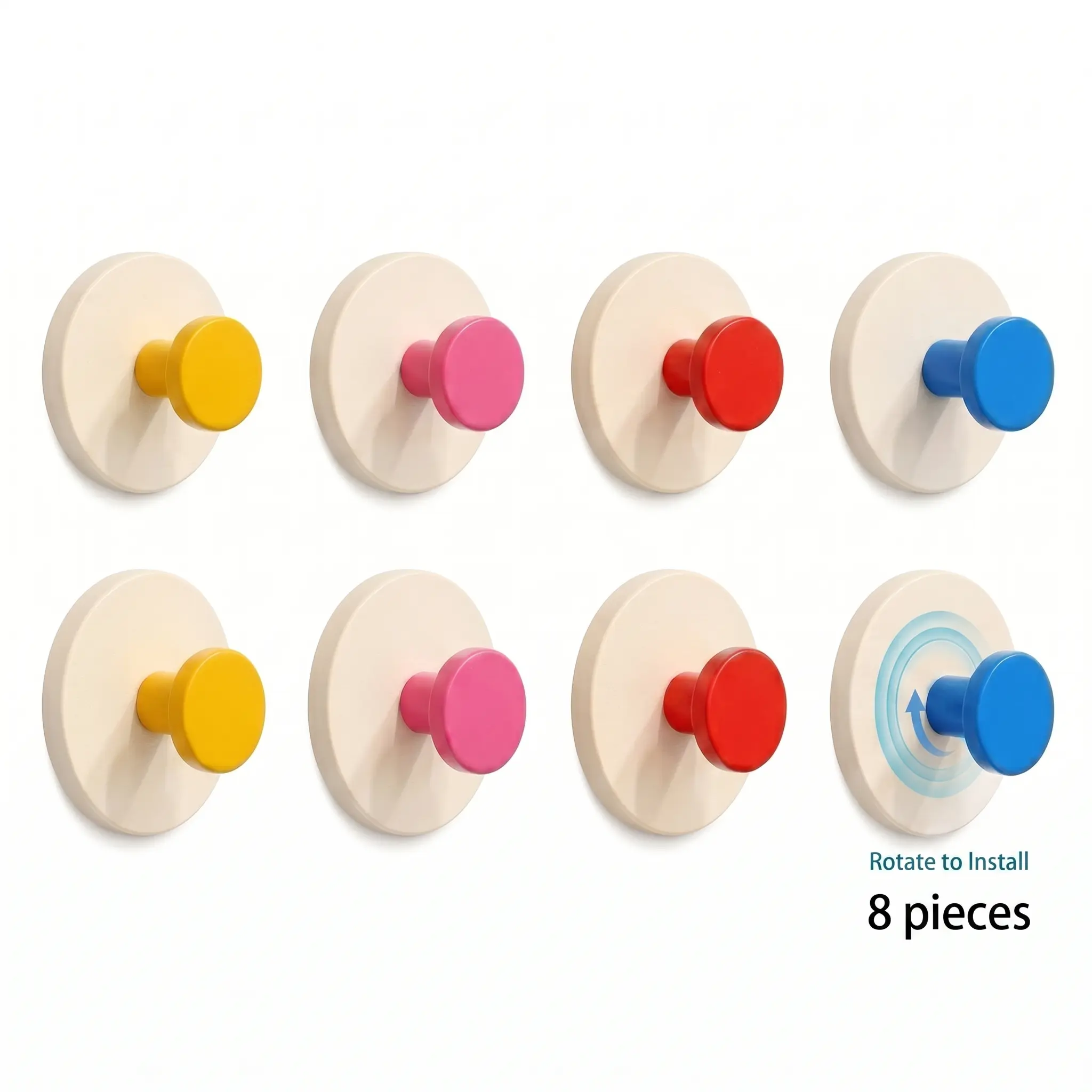 8 PCS Hangable Dopamine Decor Suction Cup Hooks Set - Heavy-Duty, No-Drill, Waterproof, Reusable Home Organizer Hooks & Rails - Renter-Friendly, Wall-Safe for Kitchen, Bathroom