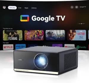 Wanbo X5 Pro Google TV Projector 4K Supported, 1100 ANSI Smart Projector with WiFi and Bluetooth, Outdoor & Home Movie Proyector, Auto Focus & Keystone, HDMI 2.0, Voice Control, HDR10 (2025 Upgraded) tiktokshopspringglowup