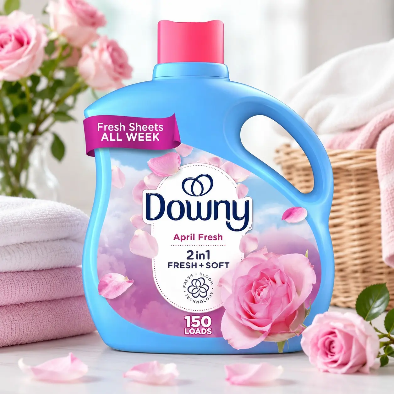Downy Liquid Fabric Softener, April Fresh Scent, 111 Fl Oz, 150 Loads, Laundry Softener for Soft, Fresh & Long-Lasting Fabrics