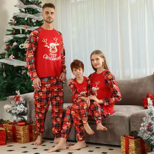 Christmas Matching Family Pajama Set - Red & White Reindeer Snowflake -- Pets & Infant Included