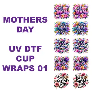 Mother’s Day UV DTF Transfers Wraps - Ready to Apply | Peel & Stick, Full Color (5 Designs Bundle)