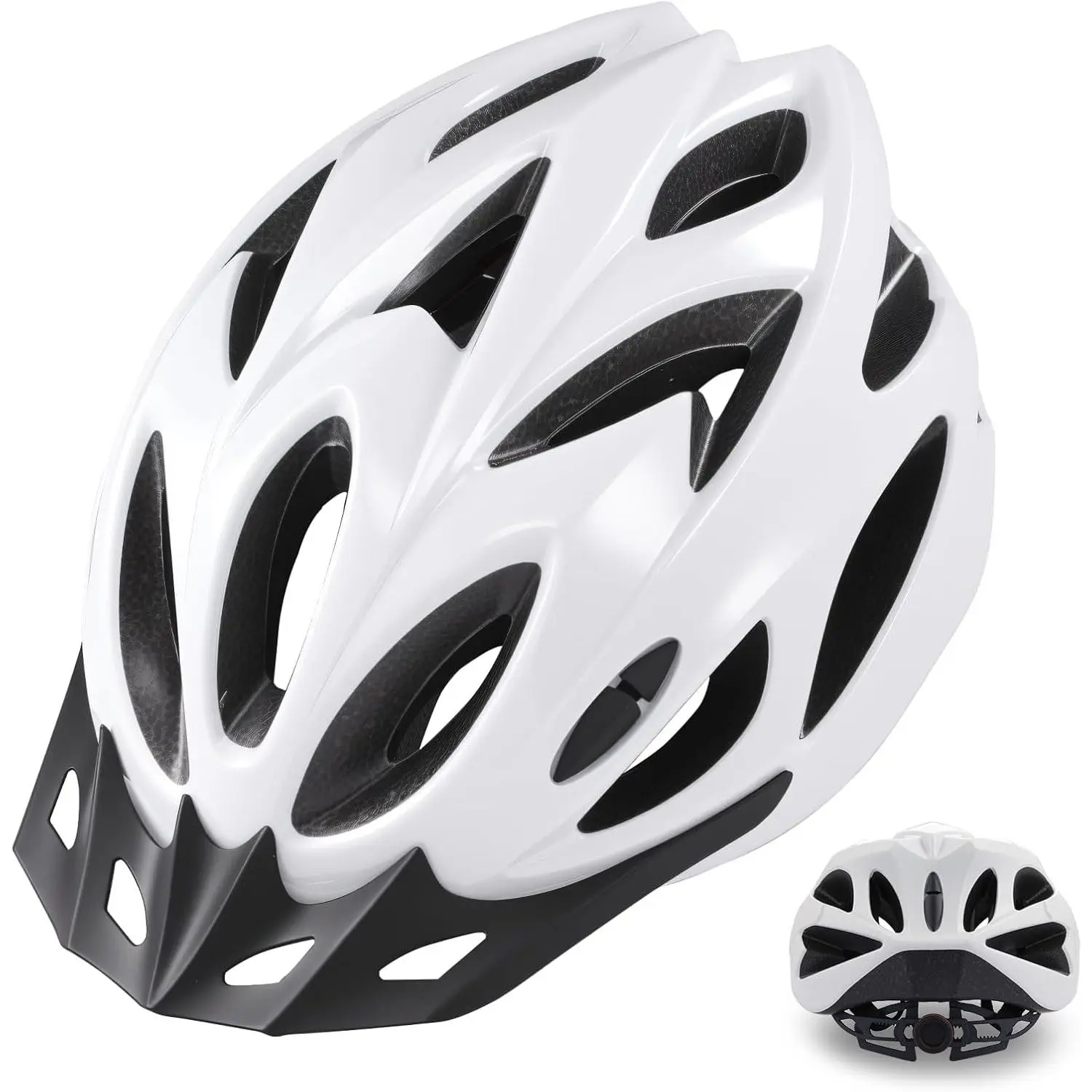 Zacro Unisex Lightweight Shockproof Bike Helmet for Adults, 54-76cm, CE Marked, Ergonomic Aerodynamic Polycarbonate Shell, 32 Vents, Quick-Drying Adjustable Pads, Visor, Dial-Fit, Suitable for Mountain Bikes & Road Biking, Ce Certified