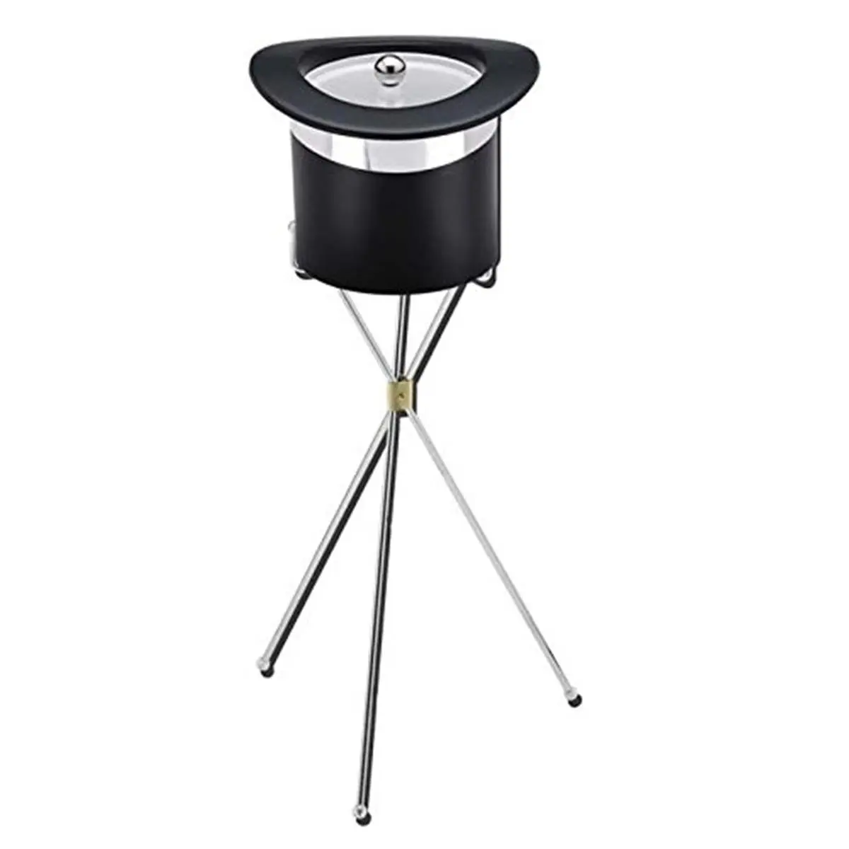 212 MAIN Bar Utensil Set with Textured Leatherette Top Hat Lid, Chrome Band, Metal Stand, Easy-to-Clean Design for Kitchenware Use & Bar Settings