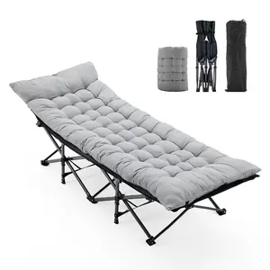 Folding Camping Cot with Removable 2-Sided Mattress, 500lb Heavy Duty Sleeping Cot with 25mm Elliptical Steel Legs, Portable Guest Bed with Carry Bag for Travel, Outdoor