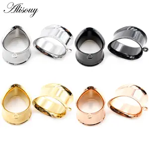 Alisouy 2pcs Stainless Steel Water Drop DIY Pendant Ear Tunnel Plugs Expander Stretchers Gauges Earrings Piercing Body Jewelry