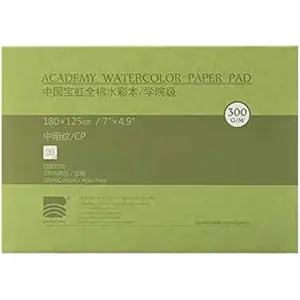 Watercolor Paper Block, Academy Grade Watercolor Block, 100% Cotton, Acid-Free, 140LB/300GSM, Cold Press Textured, 20 Sheets per Block (Cold Press 4.9" x7")