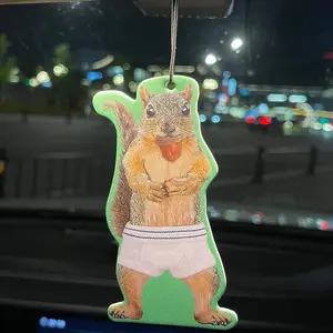 Cute Squirrel Design Car Air Freshener Ornament, Car Rear-view Mirror Decorative Hanging Fragrance Tablet, Universal Car Interior Decoration Accessories, Car Aroma Diffuser