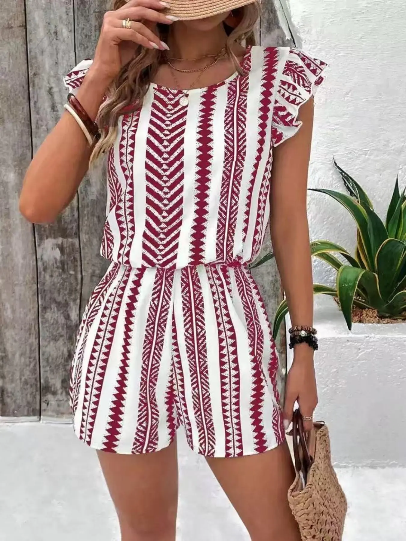 Women's One-Piece Dress with Back Tie, Round Neck, Floral Print, Ruffled Hem, Summer Holiday Style, Casual Comfy Boho, Boho Chic Style, Casual Wear, Fashionable and Comfortable, Perfect for Special Occasions
