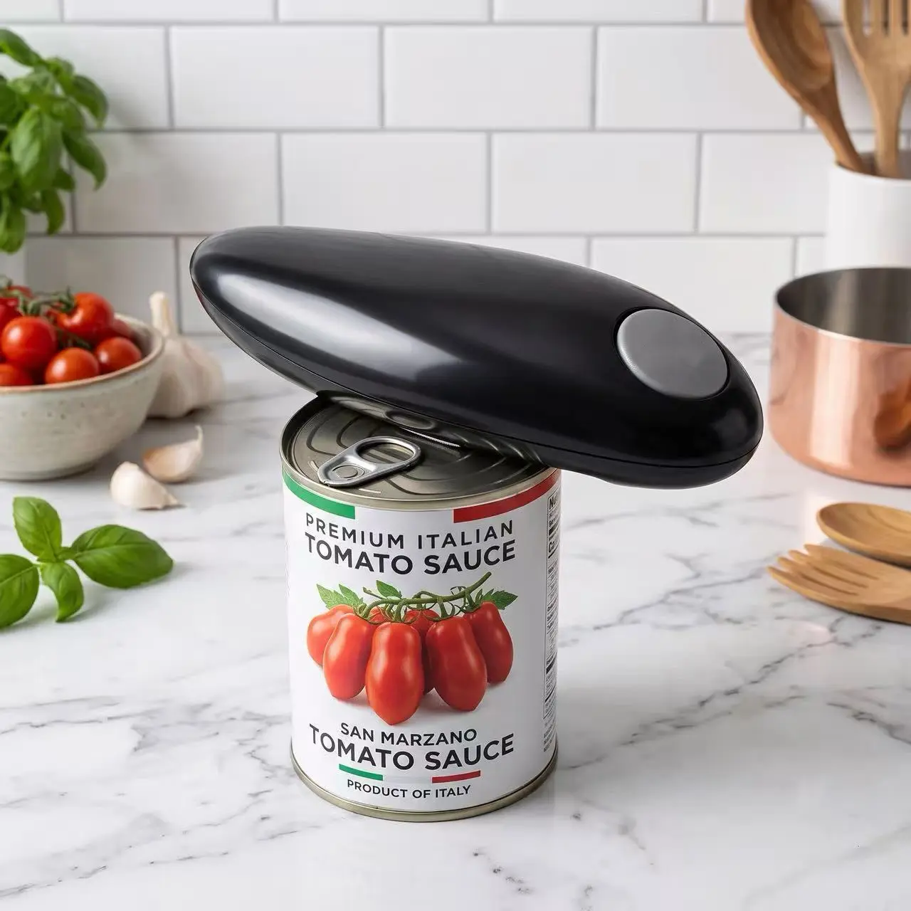 1-Touch Ergonomic Electric Can Opener with Smooth Edge Blade, 1-Button Start Hands-Free Automatic Jar Lid Remover, Safe Cutting Kitchen Gadget for Seniors, Busy Cooks – Hands-Free Freedom, Prep Faster, Fits Most Cans, Gift-Ready