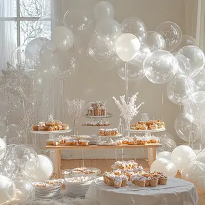 100Pcs Aesthetic Transparent "Bubble" Balloons Mixed Sizes (5"-36") for Graduation, Baby Shower, Professional Wedding & Photo Ops