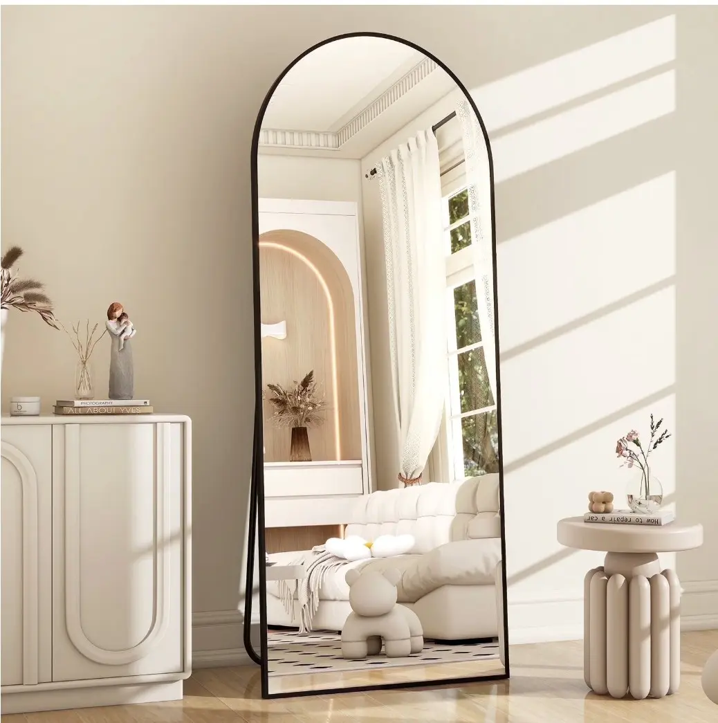 64"x 21" Full Length Mirror Arched Standing Floor Mirror Full Body Mirror, Black