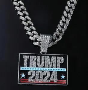 Trump Necklace for Men Trump 2024 Necklace Trump Necklace Chunky Cuban Link Chain Necklace Trump Merchandise Jewelry for Men Women