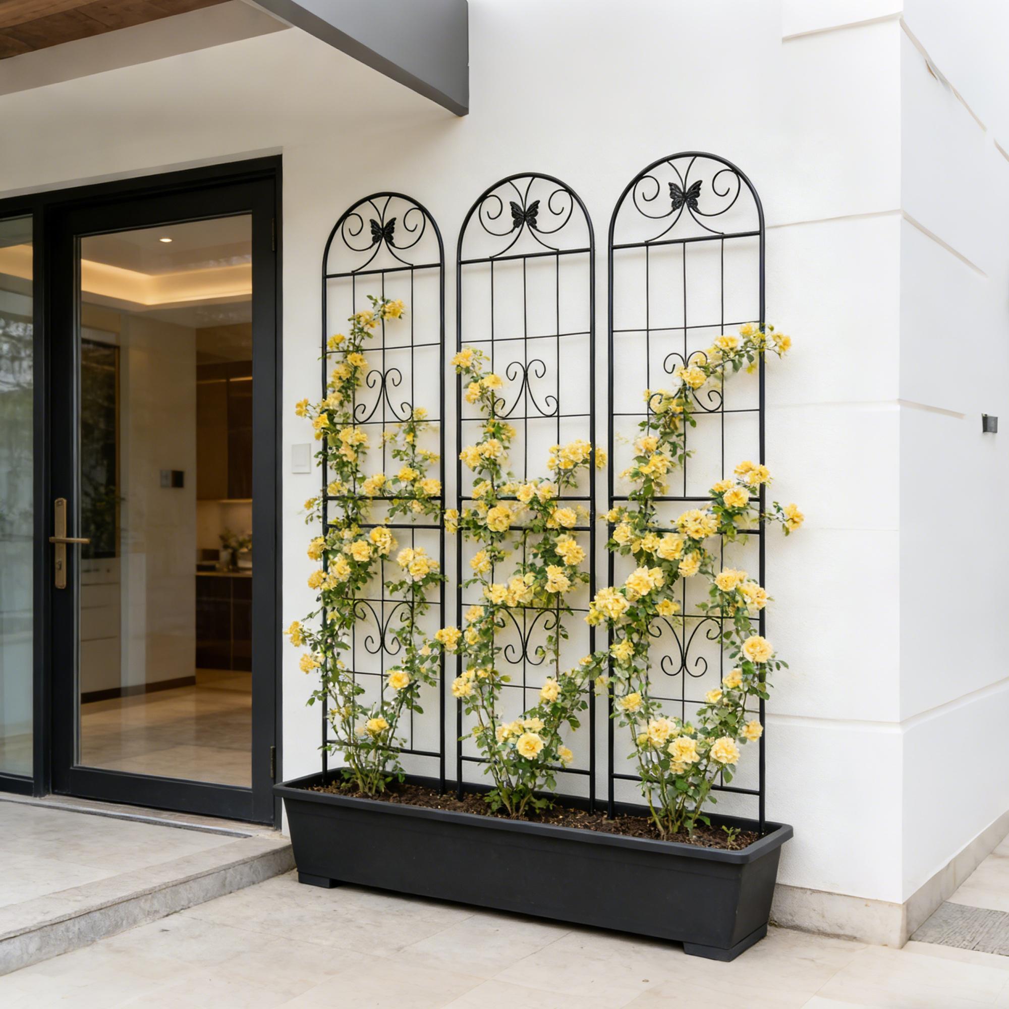 2/4 Pack Metal Garden Trellis 71" x 19.7" Rustproof Trellis for Climbing Plants Outdoor Flower Support Black