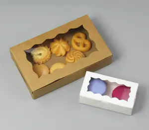 Cookie and cracker packaging box with window, baking candy dessert white card square cake snack box