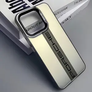 Cool Car Performance P-Porsche Design Luxury Phone Case, Trendy Auto Brand Accessories, Imd Silver Color for Apple Models