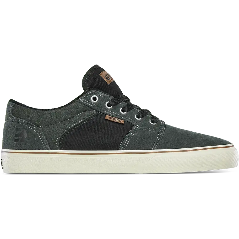 ETNIES Barge LS Skate Shoes - Charcoal & Black Canvas with Foam Lite Insole & Vulcanized Construction for Comfort & Support Casual Trainer