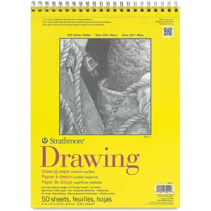 300 Series Drawing Paper Pad, Top Wire Bound, 11x14 inches, 50 Sheets (70lb/114g) - Artist Paper for Adults and Students - Charcoal, Colored Pencil, Ink, Pastel, Marker