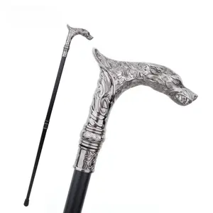 Big Tooth Wolf fashionable hiking stick with vampire decoration for Halloween party vintage stick 36.61 inches