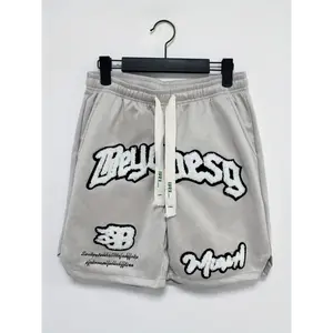 Men'S Summer Casual Split Shorts with Embroidered Letters, Perfect for Travel And Beach Vacations.