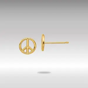 14K Gold Polished Peace Symbol Post Earrings - Model K4516