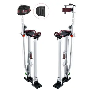 VEVOR Drywall Stilts, TikTokShopBlackFriday, 24''-40'' Adjustable Aluminum Tool Stilts with Protective Knee Pads, Durable and Non-slip Work Stilts for Sheetrock Painting, Walking, Taping, Silver