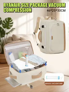 Large Capacity Expandable Travel Backpack, Carry On Backpack, Vacuum Compression Bag, Fits Easyjet Airline, 45x32x22 Cm, Anti-Theft Pocket