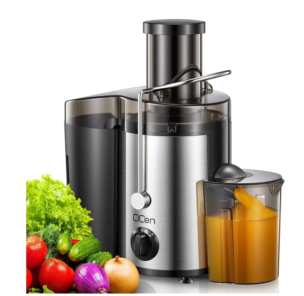 Juicer Machine, 500W Centrifugal Juicer Extractor with Wide Mouth 3 inch Feed Chute for Fruit Vegetable, Easy to Clean, Stainless Steel, BPA-free