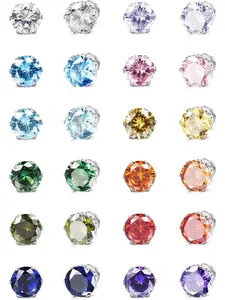 12 Pairs Magnetic Stud Earrings for Men Women Non-piercing Rhinestone Magnet Earrings Stainless Steel Magnetic Clip on Nose Stud Earrings Set Stud Earring Jewelry