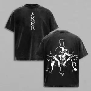 Retro Vintage Portgas D. Ace One Piece Anime Vintage Washed Tee Unisex Mineral Anime Manga Washed Heavy Cotton T-shirt, Gift For Anime Fan Clothing Menswear