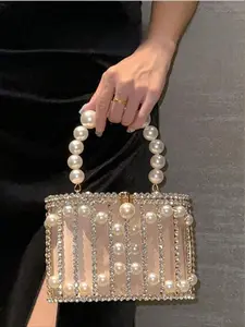 Women's Elegant Rhinestone Decorated Evening Bag, Bling Handbag, Exquisite Trendy Handbag, Fashionable Bag for Party Decoration, Chic Bag