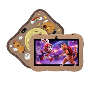 7 Inch Android Tablet, Portable Fashionable Educational Tablet with Silicone Case, Durable Parental Control Tablet, Gift for Kids, No Adapter