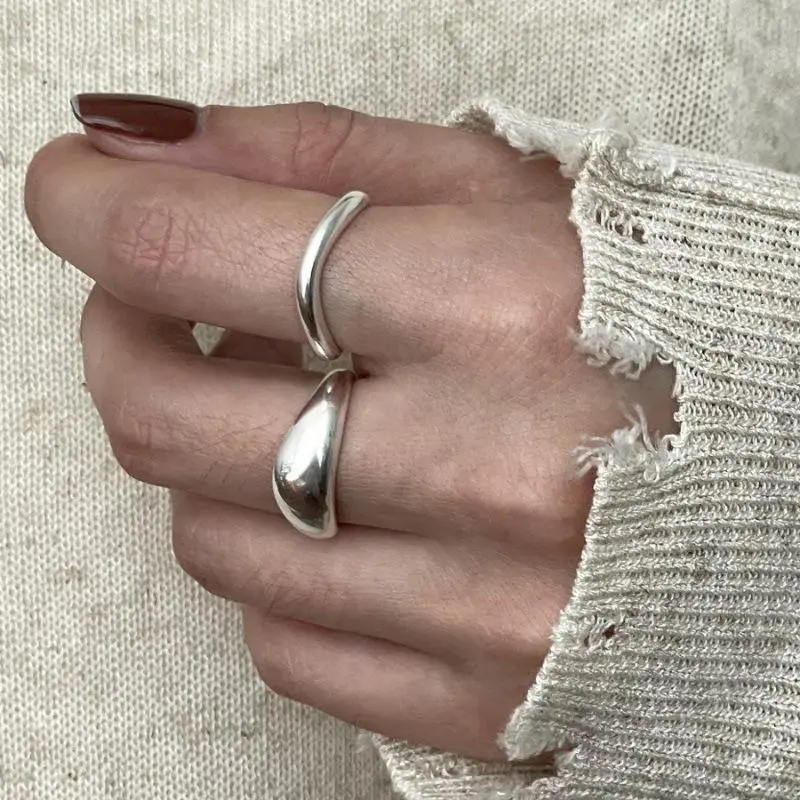 VENTFILLE 925 Sterling Silver Irregular Ring for Women Geometry Versatile Minimalism  Accessories Jewelry Gift