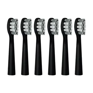 Amtok N15 Sonic Toothbrush Replacement Heads 6 Pack - Extra Soft Bristles for Sensitive Gums & Gentle Care | 18-Month Supply | Black Brush Heads