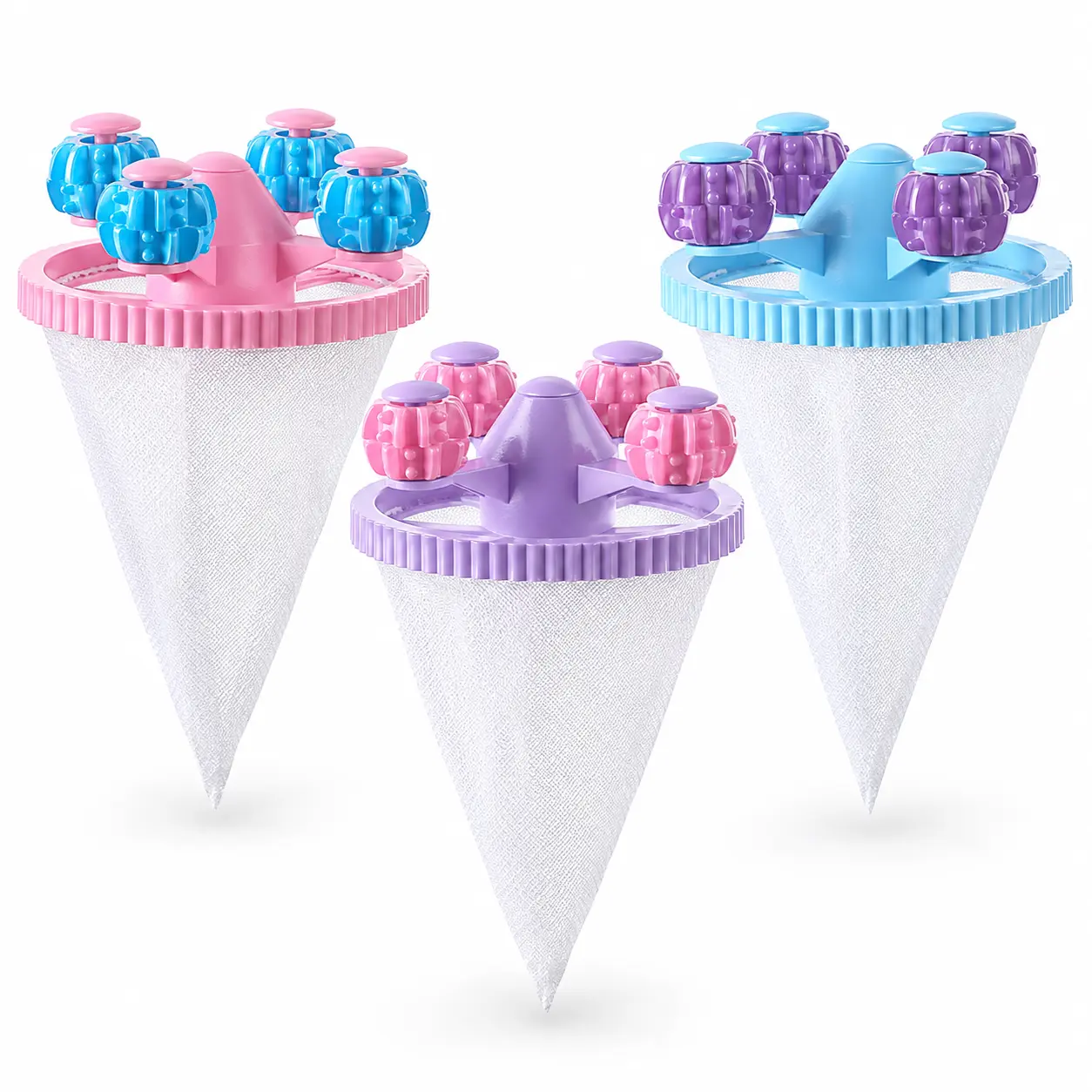 3 Pcs Floating Pet Hair  Lint Catcher for Washing Machine Reusable Fine Mesh Laundry Filter for Top-Load Washers