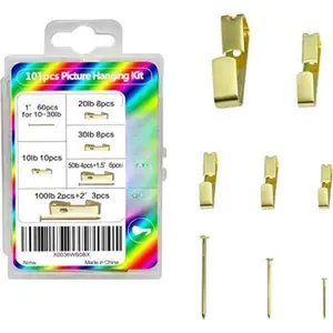 Picture Hanging Hooks, 101 count Heavy Duty 10-100 lbs Picture Hangers Hardware Assorted Kit with More Nails for Photo Frame, Wall Hangers on Wooden/Drywall for Clock, Canvas, Home Decoration