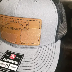 Richardson hat with laser engraved leather patch