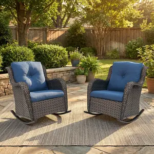 2-Piece Outdoor Furniture Set Patio Wicker Rocking Chairs with Olefin Cushions, NTC Series