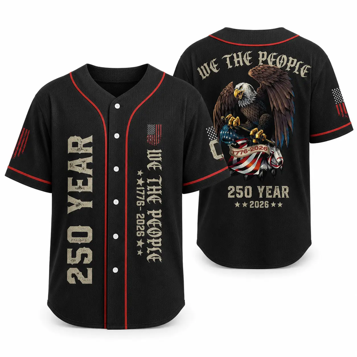 250th Anniversary Baseball Jersey, Patriotic USA Flag Jersey, Retro Bald Eagle Graphic Baseball Jersey for Men Women tiktokshopbacktoschool