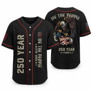250th Anniversary Baseball Jersey, Patriotic USA Flag Jersey, Retro Bald Eagle Graphic Baseball Jersey for Men Women