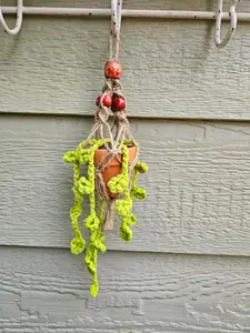 Crochet and Macrame Mini Hanging Potted Plant Decor Leaf