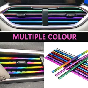 10pcs 20cm Car Vent Decor Strips, Universal U-Shaped Air Conditioning Clip, Soft Interior Accessories for Car Decoration Design, Truck Interior Accessories