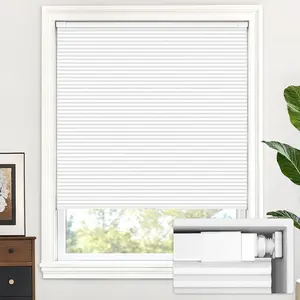 No Drill Cordless Cellular Shades - Easy Install Honeycomb Blinds for Windows, 20.5'' W x 48'' H, Silver White
