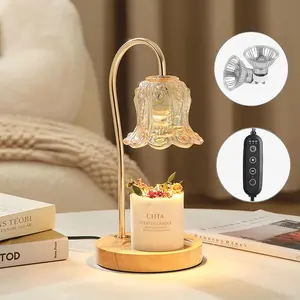 Lily of The Valley Shape  Flower Candle Warmer Lamp, Dimmable with Timer, Wax Melt Warmer for Scented Candles for Small & Large Jar, with 2 Light Bulbs, Gifts for Girls, Women,Mother