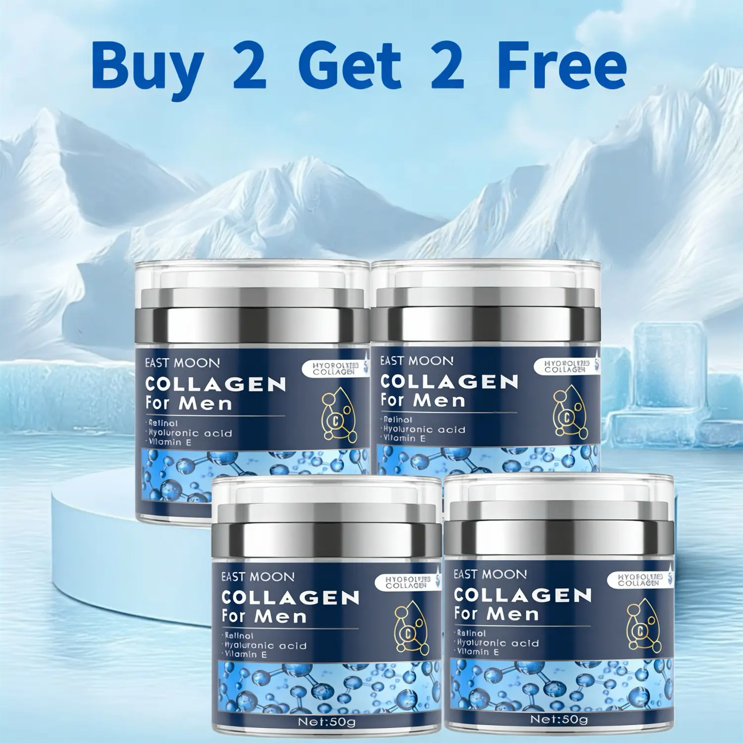 Buy 2 Get 2 Collagen Men's Anti-Aging Wrinkle Cream, Men's FaceMoisturizer Cream 50g, Skin Firming and TighteningLotion, Firming Hyaluronic Acid Moisturizer