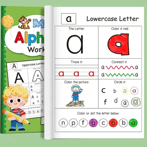 Children's English Alphabet Vocabulary Workbook English ABCDE Basic Practice Training Drawing Red Book