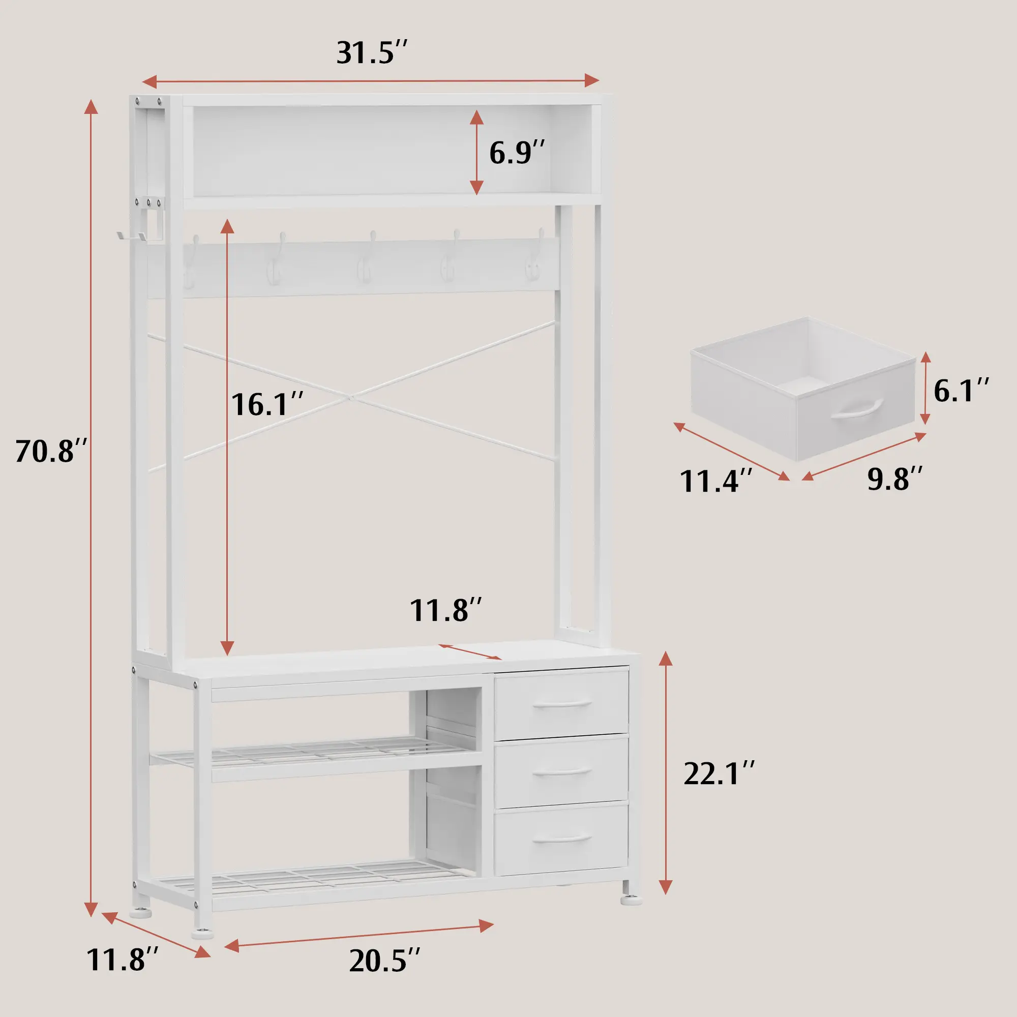 31'' White (with a top storage panel)