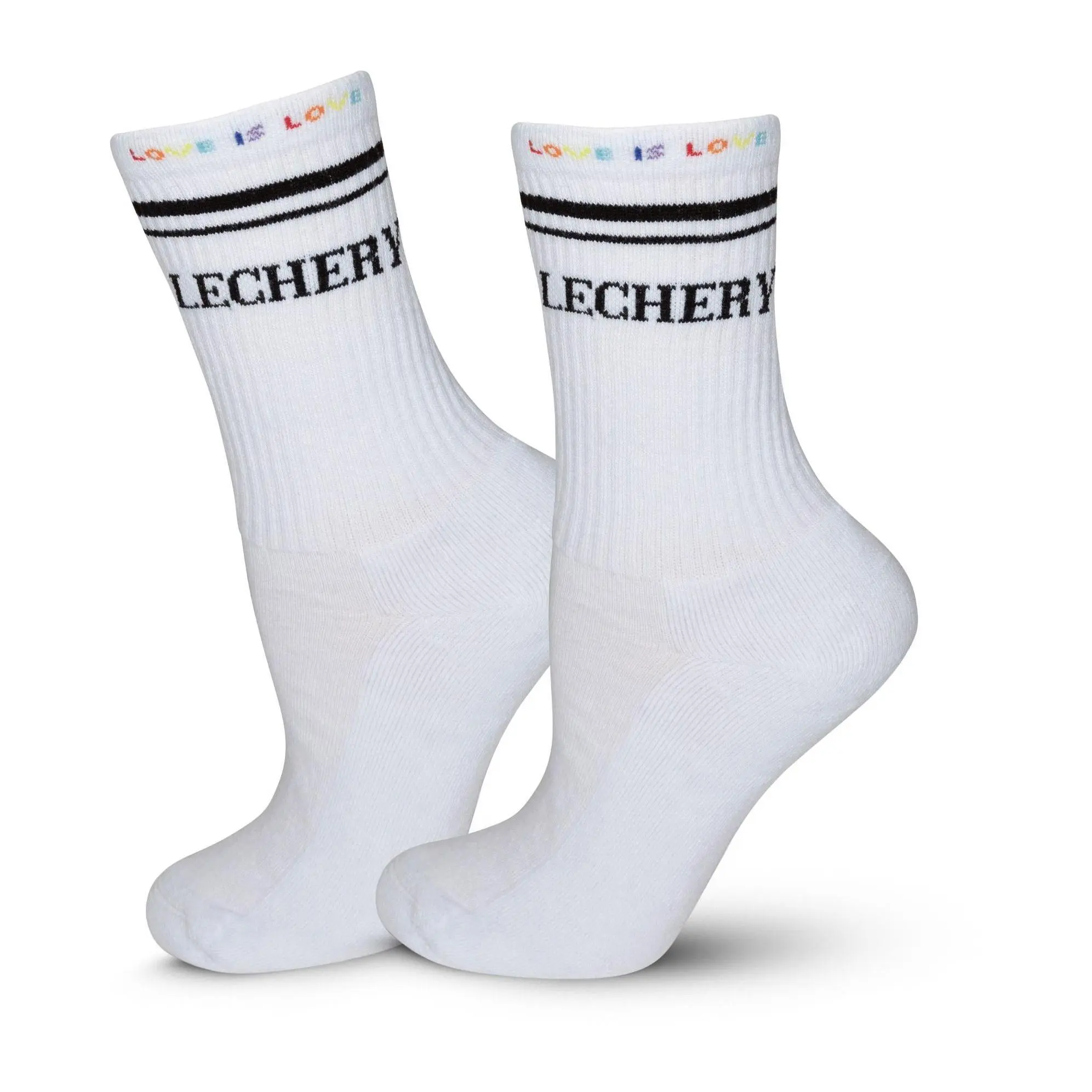 LECHERY Unisex Varsity Striped Pride Half-CrewSocks 1-Pair
